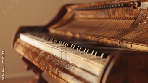 Close up view of harpsichord generative ai photo