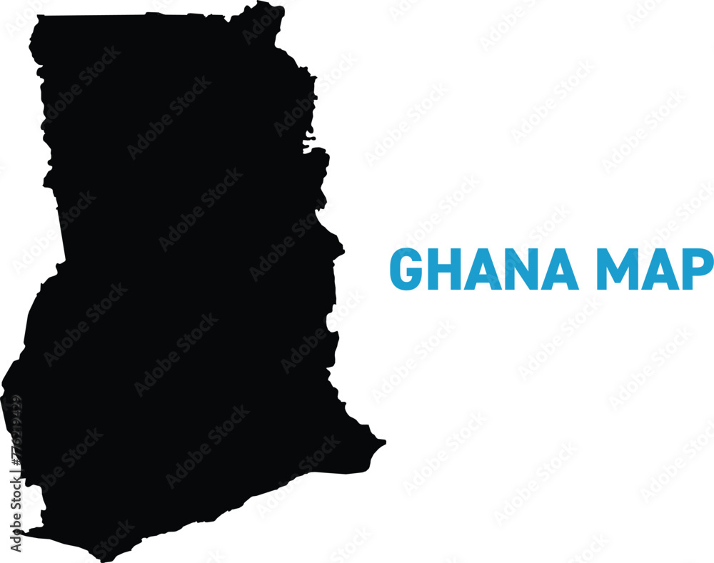 High detailed map of Ghana. Outline map of Ghana. Africa Stock Vector Adobe Stock