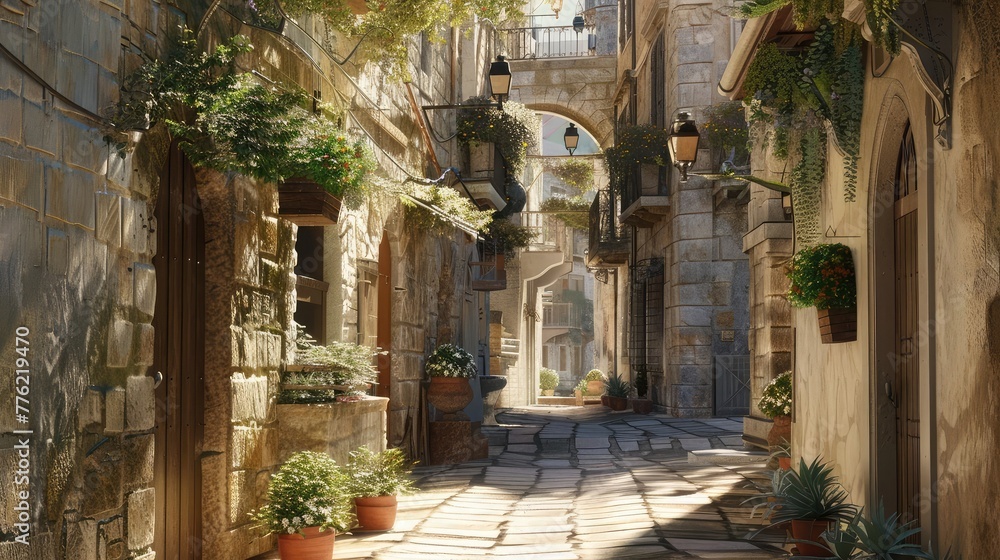 A network of narrow alleyways winding through an ancient Mediterranean town, each corner holding a story untold.