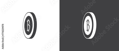 Btc coin icon, Digital payment icon. Set of flat icon vector illustration of digital coins. Modern coin icon set, Coin and currency signs and symbols on black and white background.
 photo