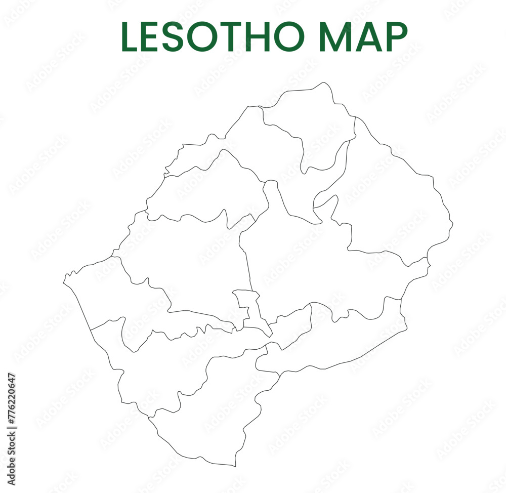 High detailed map of Lesotho. Outline map of Lesotho. Africa