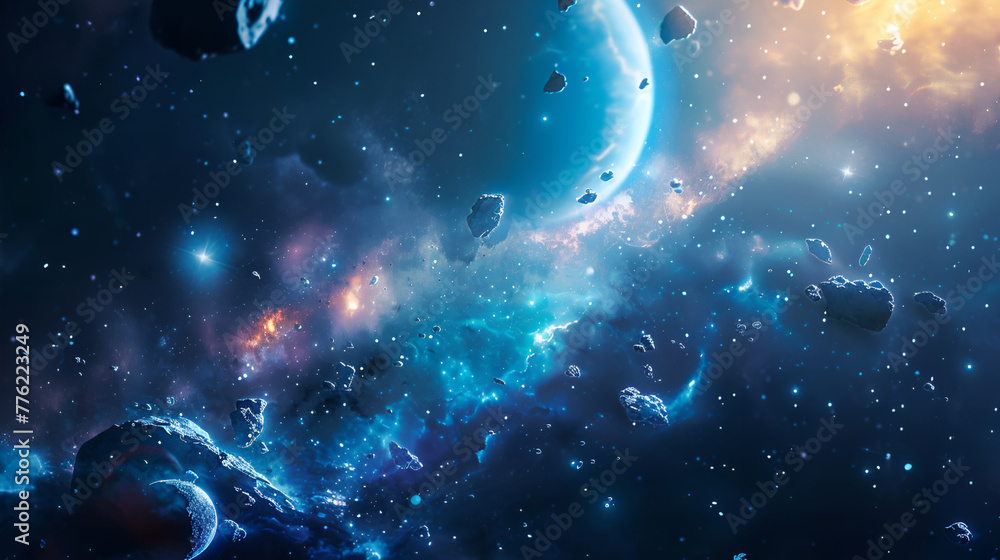 Obraz premium Abstract background. Planets, stars and galaxies in outer space showing the beauty of space exploration.