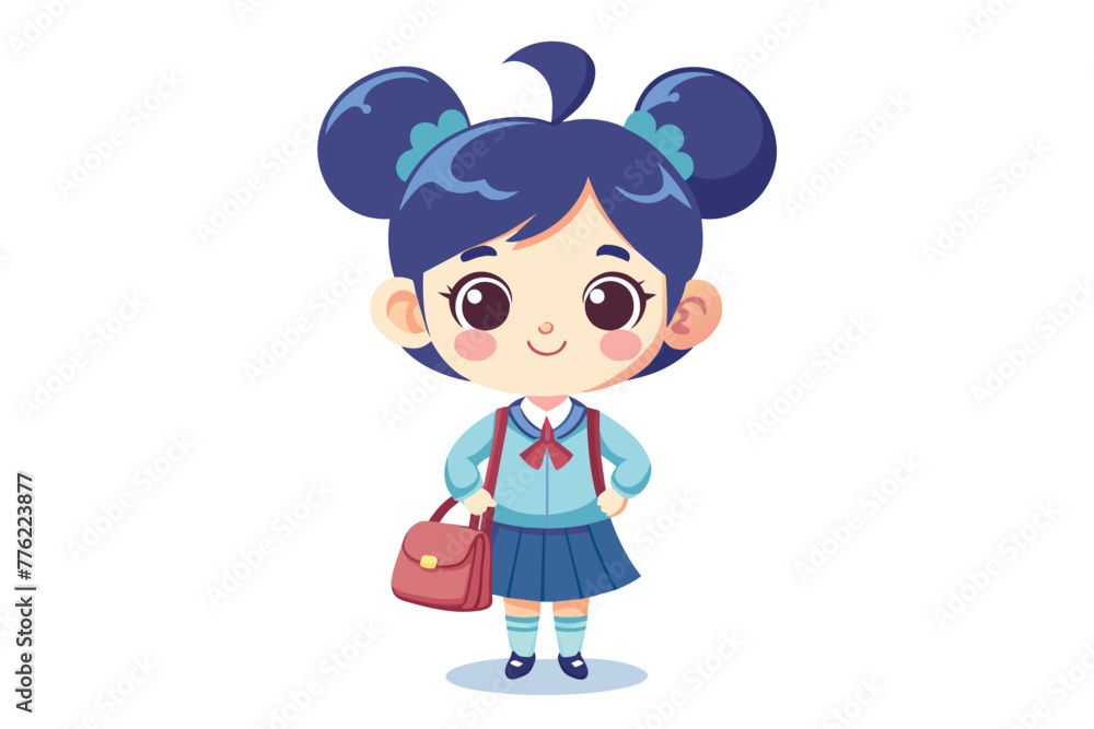 cute-school-girl-bag-and-hair-style-on-white-backg (18).eps