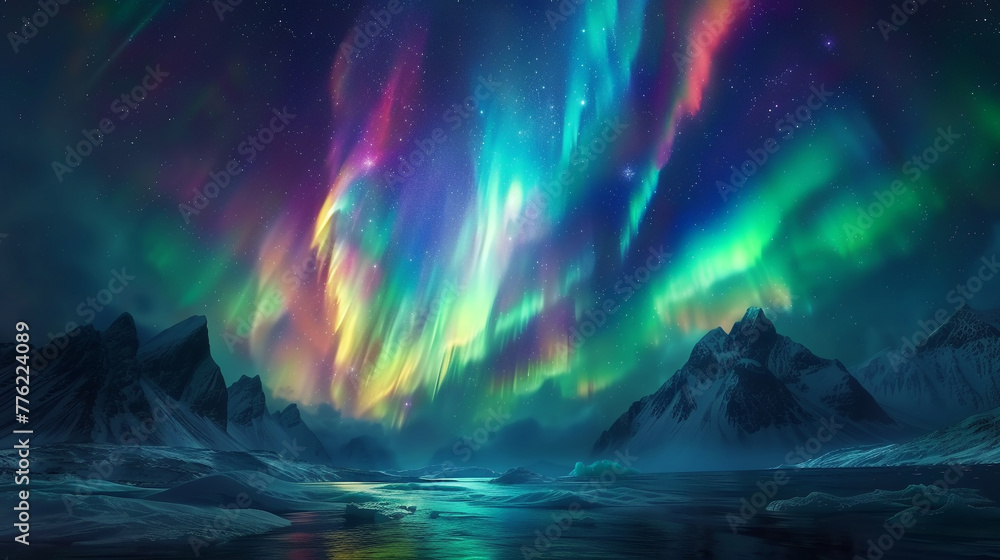 Neon Aurora borealis painting 