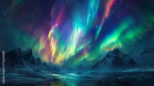 Neon Aurora borealis painting 