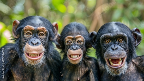 Chimpanzee and Bonobo smiling generative ai