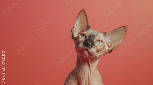 Sphynx on solid color background generative ai © ThisDesign