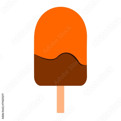 Chocolate ice cream stick isolated on white background vector illustration. photo