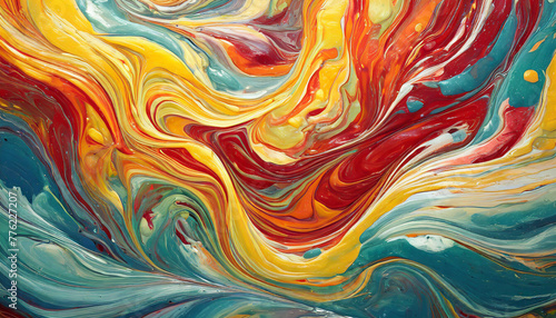 Colorful acrylic painting with liquid pattern. Beautiful multicolored art. Abstract painted backdrop