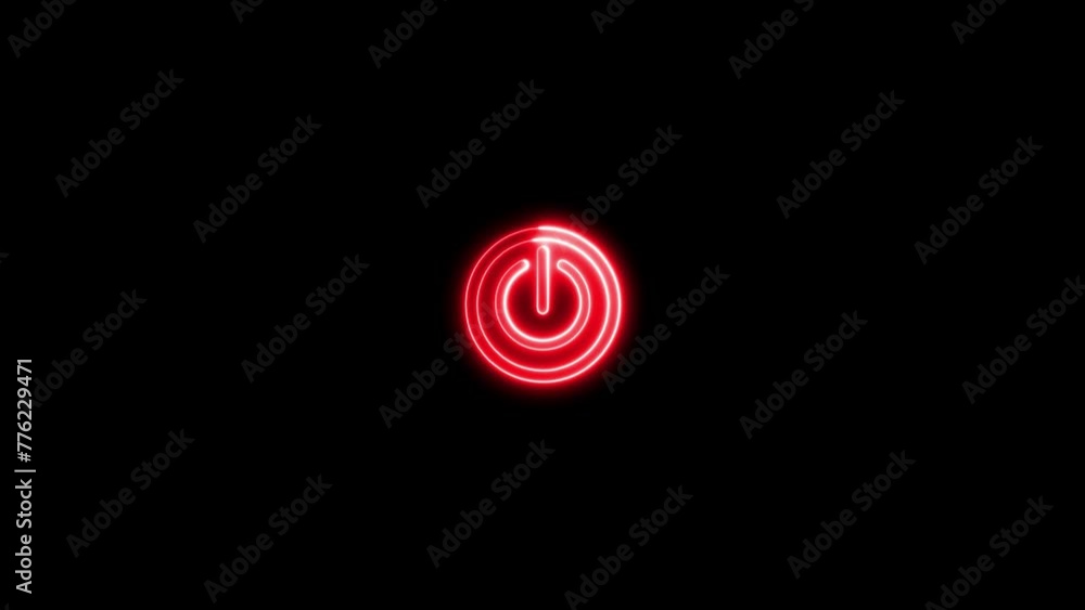 Neon power button icon animation.
