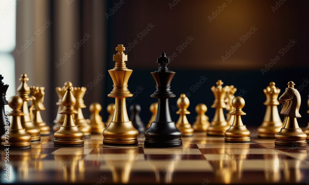 Chess Game use strategies to rules the board, Decision Making match, chess piece Isolated on Background Chess Game use strategies to rules the board, Decision Making match, chess piece Isolated on Background