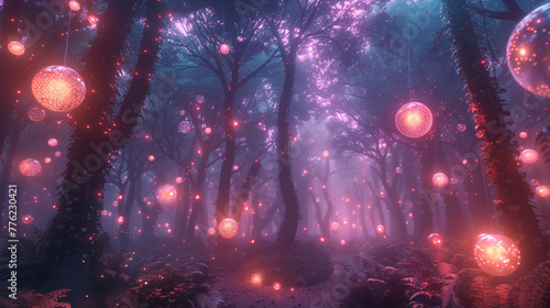 lights in the forest and floating orbs