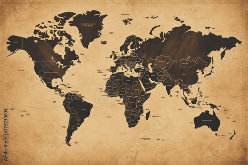 World map  A vintage map of the world in sepia tones  AI generated