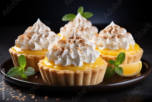 minimalistic design Lemon meringue tarts, one bite desserts idea