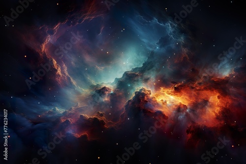 minimalistic design Nebula and galaxies in space. Abstract cosmos background photo