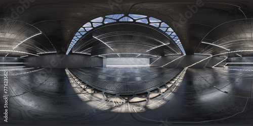 Abstract panorama of a modern industrial architectural structure 360 panorama vr environment map