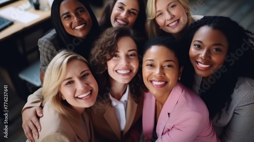 Diverse Women Friends Celebrating Team Building and Success at Startup Company Generative AI © Alex