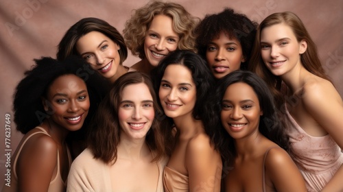 Diverse Group of Women Empowered through Beauty and Skincare in an Inclusive Community Generative AI
