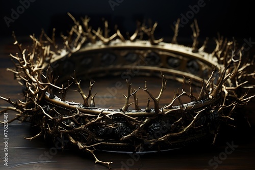 minimalistic design Wreath Of Thorns With King Crown Shadow