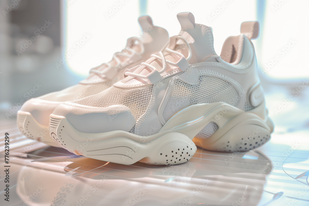 Stylish, fashionable, massive women's sneakers. Shoe design. Modern ergonomic shoes Stylish, fashionable, massive women's sneakers. Shoe design. Modern ergonomic shoes