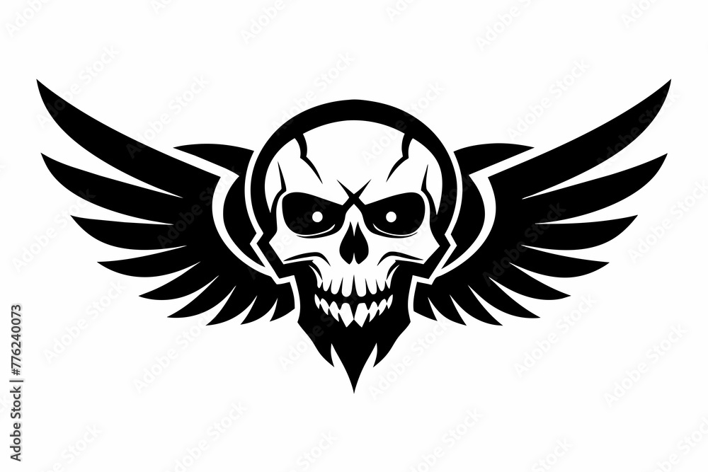 wing skull vector silhouette on white background wing skull vector silhouette on white background