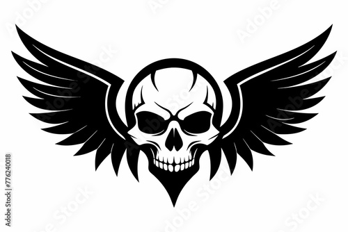 wing skull vector silhouette on white background