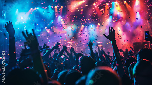 Artistic Style Painting of An EDM Music Festival Concert EDC People Dancing at a Concert EDM Music Festival Aspect 16:9