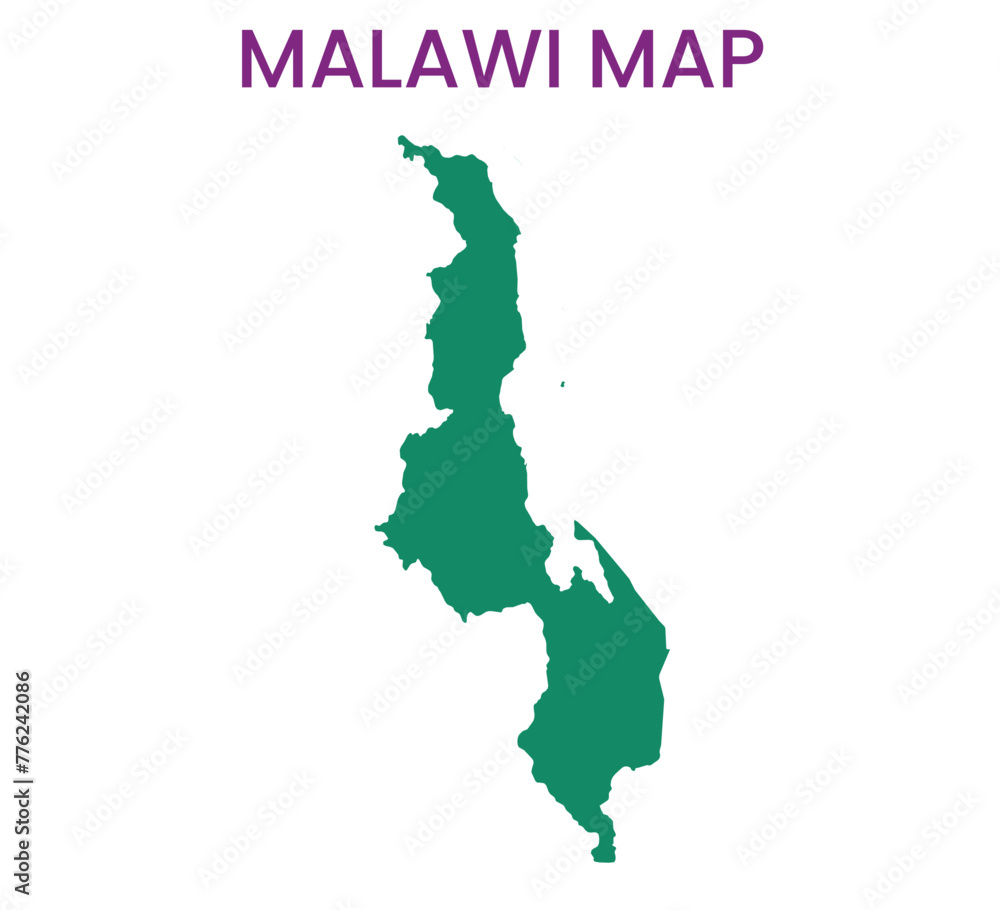 High detailed map of Malawi. Outline map of Malawi. Africa