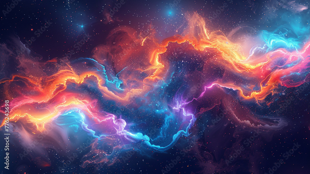 Mesmerizing cosmic swirls and ethereal nebulas in vivid colors, isolated on a transparent background. 