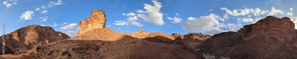 Jordan Trail from Um Qais to Aqaba, beautiful mountains,rocks and desert panorama landscape view during this long distance trail 