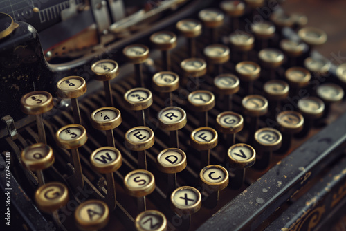 Close-up of vintage typewriter keys, selective focus. © connel_design