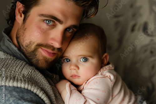 A man is holding a baby in his arms