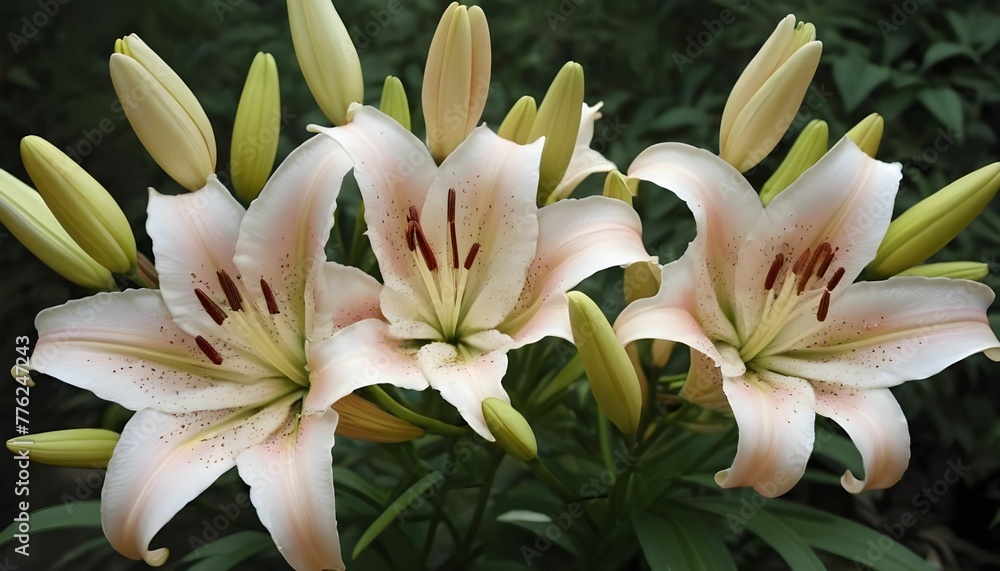 white lilies in a garden white lilies in a garden