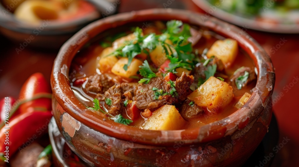 Chili dish. Estofado is a stew with potatoes. Chili dish. Estofado is a stew with potatoes.