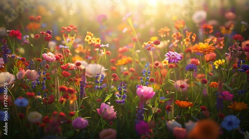 Imagine a field of wildflowers, with a variety of colors that symbolize diversity and inclusion, gently swaying in a soft breeze. © Ghulam