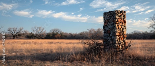 Stone Chimney at Ft Phantom in Jones County TX built for protection. Concept Historical Landmarks, Ft, Phantom, Jones County, Stone Chimney, Protection Buildings