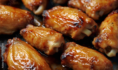 Grilled chicken wings, in sauce