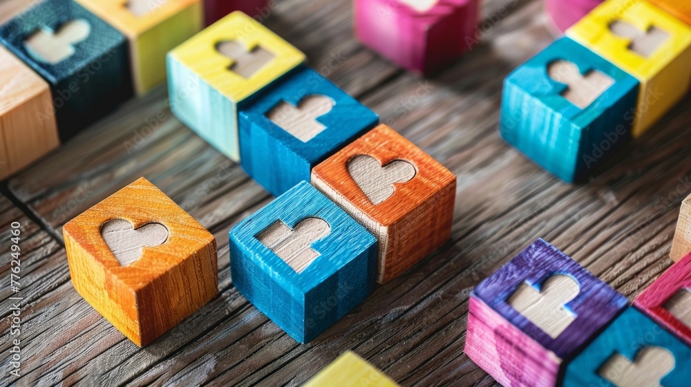 Obraz premium blocks with people icons in a human resource management concept generative ai