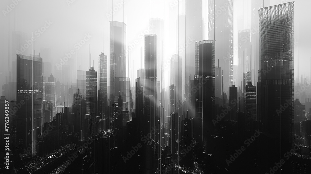 Transparent silhouettes of architectural marvels, capturing the essence of futuristic cityscapes. 