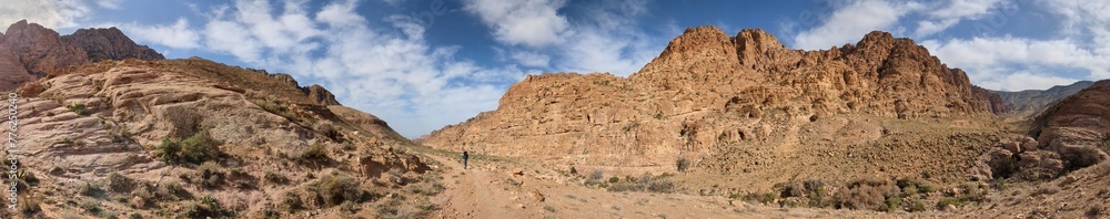 Jordan Trail from Um Qais to Aqaba, beautiful mountains,rocks and desert panorama landscape view during this long distance trail 