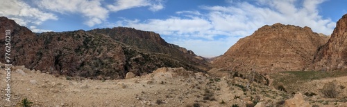 Jordan Trail from Um Qais to Aqaba, beautiful mountains,rocks and desert panorama landscape view during this long distance trail 