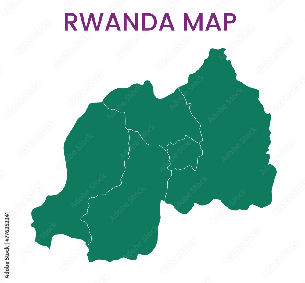 High detailed map of Rwanda. Outline map of Rwanda. Africa