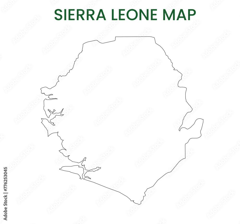 Vecteur Stock High detailed map of Sierra Leone. Outline map of Sierra ...