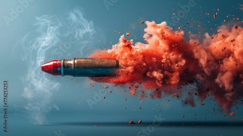 Red Bullet Exploding With Smoke