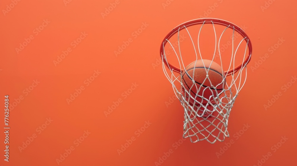 Basketball Swishing Through Basketball Hoop