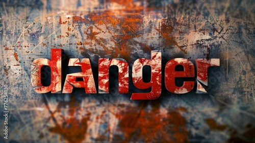 Red Danger Sign on Grungy Background