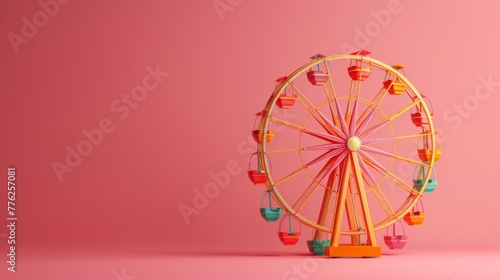 Ferris Wheel on Pink Background