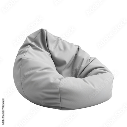 Bean bag chairLight gray tonecartoon 3D illustration on white backgroundLooks minimalist.