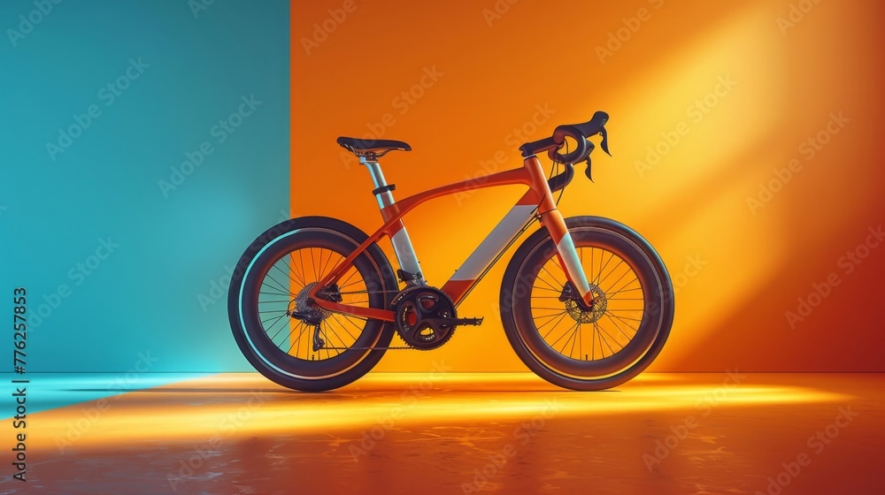 Fototapeta premium Bike Against Orange and Blue Background