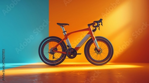 Bike Against Orange and Blue Background